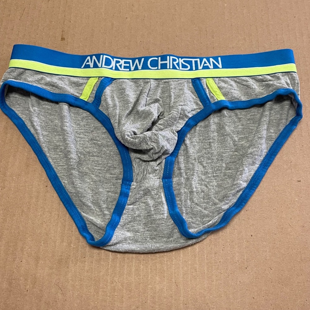 Andrew Christian Almost Naked Mens Gray Pouch Underwear Trunk Men's Medium NWOT